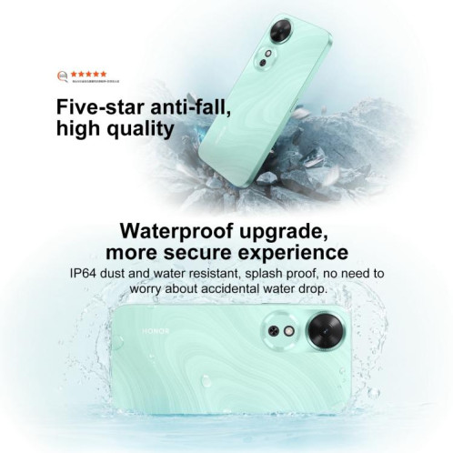 Honor Play 60, 6 Go + 128 Go, lecteur d'empreintes digitales latéral, écran 6,61 pouces, MagicOS 9.0, Dimensity 6300 Octa Core, réseau : 5G, OTG (cyan) SH00QC614-09